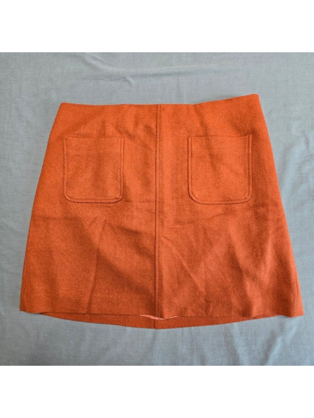 Madewell Size 12 Wool Blend Mini Skirt Rust Burnt Orange Dual Pocket Academia